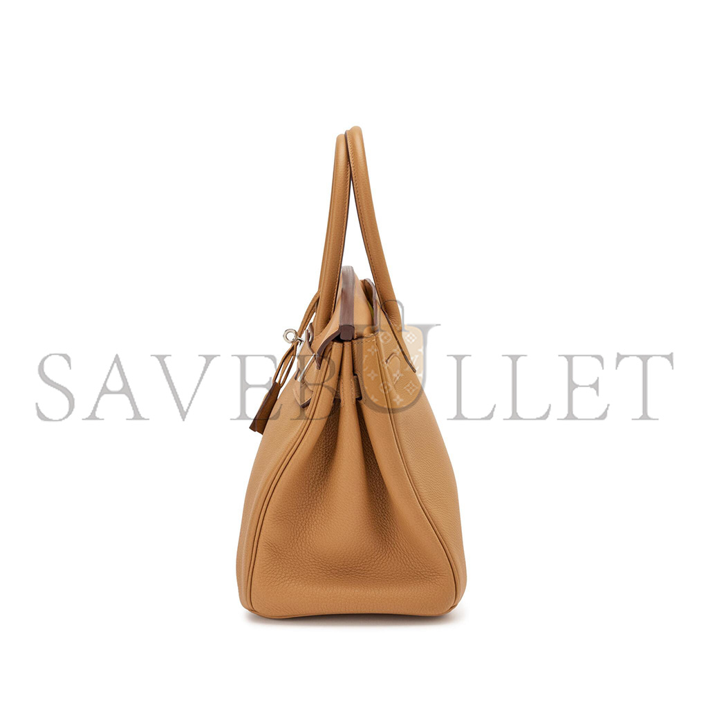 H**mes birkin 35 swift leather biscuit silver buckle bag h049362cc06 (35*25*18cm)